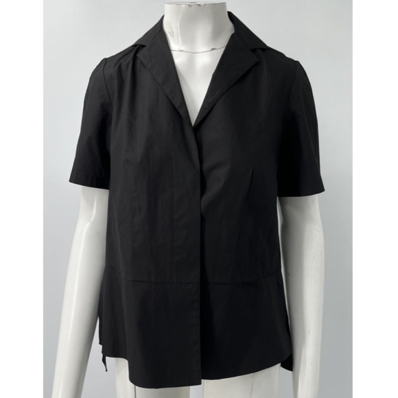Narciso Rodriguez Black Cotton Short Sleeve Button-Up Shirt sz 40 - Picture 1 of 5